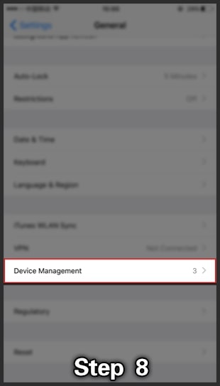 ios install step 3 open device management